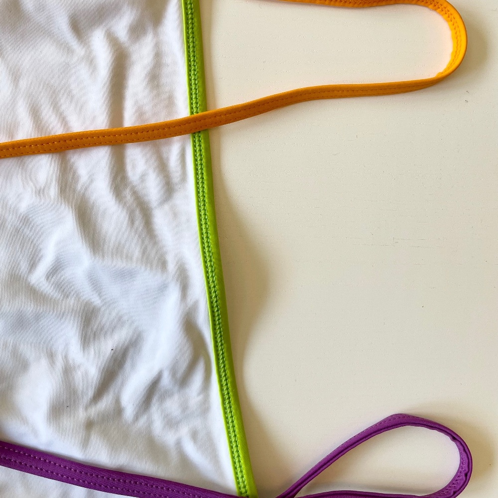 SOLID & STRIPED: White One-Piece Swimsuit w/Color Pop Trim - Picture 7 of 13